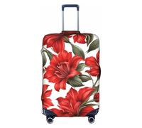 Bkdogkt Beautiful Red flower Print Protective Suitcase Cover Washable Travel Luggage Protector with Concealed Zipper, White, S