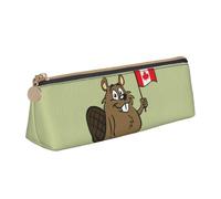 Bkdogkt Beaver Print Simple Pencil Case Triangle Pouch for Pens Makeup Art Supplies Daily Essentials, White, One Size