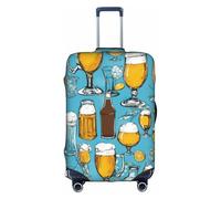 Bkdogkt Beer Bubble Print Protective Suitcase Cover Washable Travel Luggage Protector with Concealed Zipper, White, L