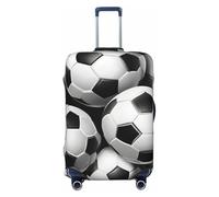 Bkdogkt Black White Soccer Ball Print Fashionable Suitcase Cover Personalized Luggage Protector for Travel and Business, Black, M