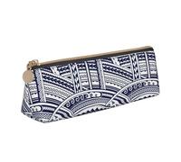 Bkdogkt Blue Polynesian Maori Tribal Pattern Print Simple Pencil Case Triangular Pen Pouch Makeup Tools Art Daily Essential, White, One Size, White, One Size