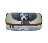 Bkdogkt Blue Poodle Polka Dot Print 8.3 x 2 x 3.7 In Large Capacity Pencil Case Functional Storage for Office Travel