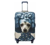 Bkdogkt Blue Poodle Polka Dot Print Fashionable Suitcase Cover Personalized Luggage Protector for Travel and Business, Black, X-Large