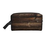 Bkdogkt Brown Wooden Print Large Capacity Cosmetic Organizer for Women and Men Portable Travel Makeup Pouch, White, One Size