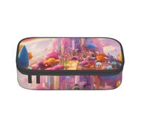 Bkdogkt Candy Land Print 8.3 x 2 x 3.7 In Large Capacity Pencil Case Functional Storage for Office Travel