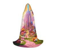 Bkdogkt Candy Land Print Unisex Hooded Cloak For Wizard Carnival Halloween Christmas Cosplay Costume Robe