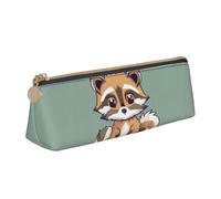 Bkdogkt Cartoon Cute Raccoon Print Simple Pencil Case Triangular Pen Pouch Makeup Tools Art Daily Essential, White, One Size, White, One Size
