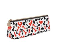 Bkdogkt Chess Pattern Print Simple Pencil Case Triangle Pouch for Pens Makeup Art Supplies Daily Essentials, White, One Size