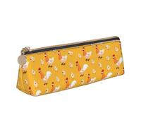 Bkdogkt Chicken Chick Print Simple Pencil Case Triangle Pouch for Pens Makeup Art Supplies Daily Essentials, White, One Size