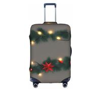 Bkdogkt Christmas Garland with Lights Print Protective Suitcase Cover Washable Travel Luggage Protector with Concealed Zipper, White, Small