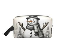 Bkdogkt christmas snowman 1 Print Large Capacity Cosmetic Organizer for Women and Men Portable Travel Makeup Pouch, White, One Size