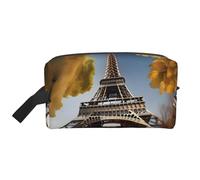 Bkdogkt Cityscape Paris Eiffel Tower France Print Large Capacity Cosmetic Organizer for Women and Men Portable Travel Makeup Pouch, White, One Size