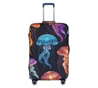 Bkdogkt Colored jellyfish Print Protective Suitcase Cover Washable Travel Luggage Protector with Concealed Zipper, White, XL