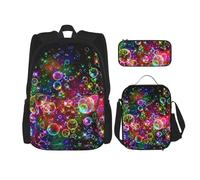Bkdogkt Colorful Rainbow Stars Print Versatile Adjustable Shoulder Fashion Backpack Lunch Bag Pencil Case Large Capacity, Black, One Size, Black, One Size