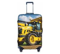 Bkdogkt Company Farm Tractor Print Protective Suitcase Cover Washable Travel Luggage Protector with Concealed Zipper, White, Small