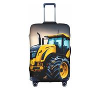 Bkdogkt Company Farm Tractor Print Protective Suitcase Cover Washable Travel Luggage Protector with Concealed Zipper, White, Small