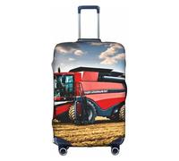 Bkdogkt Company Farm Tractor Print Protective Suitcase Cover Washable Travel Luggage Protector with Concealed Zipper, White, S