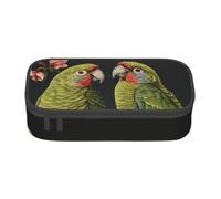 Bkdogkt Couple Parrots Olive Print 8.3 x 2 x 3.7 In Large Capacity Pencil Case Functional Storage for Office Travel