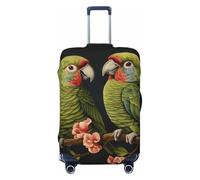 Bkdogkt Couple Parrots Olive Print Fashionable Suitcase Cover Personalized Luggage Protector for Travel and Business, Black, L