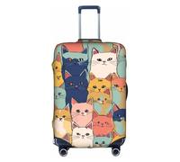 Bkdogkt Cute Cats in a Variety of Colors Print Protective Suitcase Cover Washable Travel Luggage Protector with Concealed Zipper, White, Large