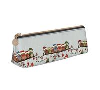 Bkdogkt Cute Christmas Owls on Branch Print Simple Pencil Case Triangle Pouch for Pens Makeup Art Supplies Daily Essentials, White, One Size