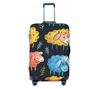 Bkdogkt Cute colorful sheep cartoon pattern Print Fashionable Suitcase Cover Personalized Luggage Protector for Travel and Business, Black, Small