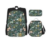 Bkdogkt Cute Dinosaur Print Versatile Adjustable Shoulder Fashion Backpack Lunch Bag Pencil Case Large Capacity, Black, One Size, Black, One Size