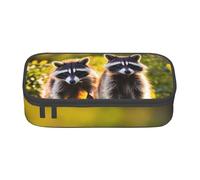 Bkdogkt cute raccoon Print 8.3 x 2 x 3.7 In Large Capacity Pencil Case Functional Storage for Office Travel