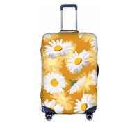 Bkdogkt Daisy Flowers Print Protective Suitcase Cover Washable Travel Luggage Protector with Concealed Zipper, White, Small