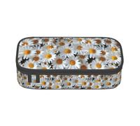 Bkdogkt daisy Print 8.3 x 2 x 3.7 In Large Capacity Pencil Case Functional Storage for Office Travel