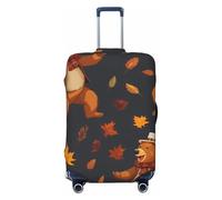 Bkdogkt Dancing thanksgiving bear Print Fashionable Suitcase Cover Personalized Luggage Protector for Travel and Business, Black, Medium