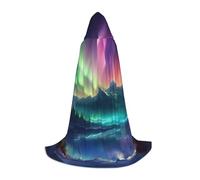 Bkdogkt Dark Northern Lights Print Unisex Hooded Cloak For Wizard Carnival Halloween Christmas Cosplay Costume Robe