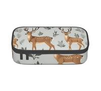 Bkdogkt Deer Print 8.3 x 2 x 3.7 In Large Capacity Pencil Case Functional Storage for Office Travel