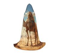 Bkdogkt Desert Sand Camel Print Unisex Hooded Cloak For Wizard Carnival Halloween Christmas Cosplay Costume Robe