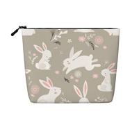Bkdogkt Easter Bunny Floral Print Work Bag Essentials Single-layer Makeup Bag Travel Cosmetic Organizer Large Capacity, Black, One Size