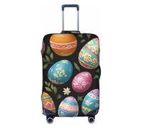 Bkdogkt Easter Eggs Print Protective Suitcase Cover Washable Travel Luggage Protector with Concealed Zipper, White, Large