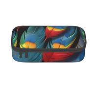 Bkdogkt Fantastic Parrot Feather Print 8.3 x 2 x 3.7 In Large Capacity Pencil Case Functional Storage for Office Travel