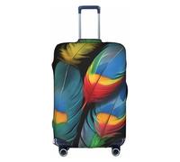 Bkdogkt Fantastic Parrot Feather Print Protective Suitcase Cover Washable Travel Luggage Protector with Concealed Zipper, White, XL