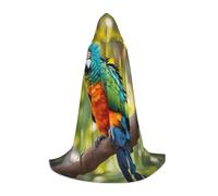 Bkdogkt Fantastic Parrot Feather Print Unisex Hooded Cloak For Wizard Carnival Halloween Christmas Cosplay Costume Robe
