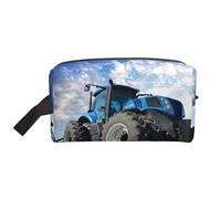 Bkdogkt Farm Tractor Print Large Capacity Cosmetic Organizer for Women and Men Portable Travel Makeup Pouch, White, One Size
