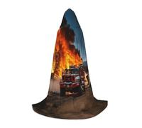Bkdogkt Firefighter Fireman Flame Print Unisex Hooded Cloak For Wizard Carnival Halloween Christmas Cosplay Costume Robe