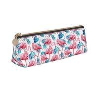 Bkdogkt Flaming Bird Green Plant Leaf Print Simple Pencil Case Triangular Pen Pouch Makeup Tools Art Daily Necessary, White, One Size, White, One Size