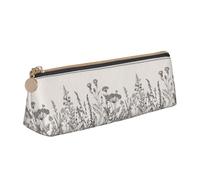 Bkdogkt Floral Herbs Botanical Engraving Print Simple Pencil Case Triangle Pouch for Pens Makeup Art Supplies Daily Essentials, White, One Size