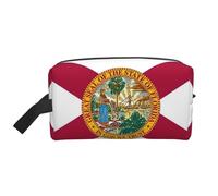 Bkdogkt Florida State Flag Print Large Capacity Cosmetic Organizer for Women and Men Portable Travel Makeup Pouch, White, One Size