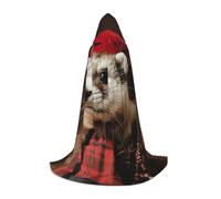 Bkdogkt French Fashion Model Ferrets Print Unisex Hooded Cloak For Wizard Carnival Halloween Christmas Cosplay Costume Robe