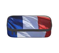 Bkdogkt French flag Print 8.3 x 2 x 3.7 In Large Capacity Pencil Case Functional Storage for Office Travel