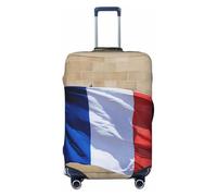 Bkdogkt French flag Print Fashionable Suitcase Cover Personalized Luggage Protector for Travel and Business, Black, L
