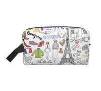 Bkdogkt French Paris Tour Eiffel Tower Print Large Capacity Cosmetic Organizer for Women and Men Portable Travel Makeup Pouch, White, One Size