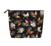 Bkdogkt French Roosters Print Work Bag Essentials Single-layer Makeup Bag Travel Cosmetic Organizer Large Capacity, Black, One Size