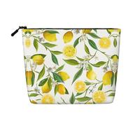Bkdogkt Fresh Tropical Lemons Print Work Bag Essentials Single-layer Makeup Bag Travel Cosmetic Organizer Large Capacity, Black, One Size